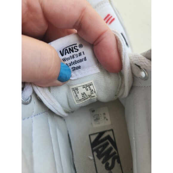 Vans White Hi Top SK8 Sneakers w/ Custom Designs Painted m Men's 8 Women's 9.5 - Picture 8 of 12